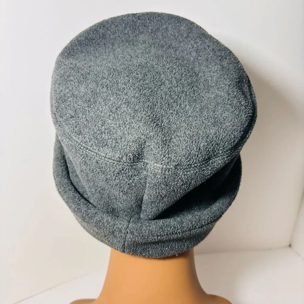 Lands End women’s L/XL gray fleece roll brim soft toque pillbox beanie hat